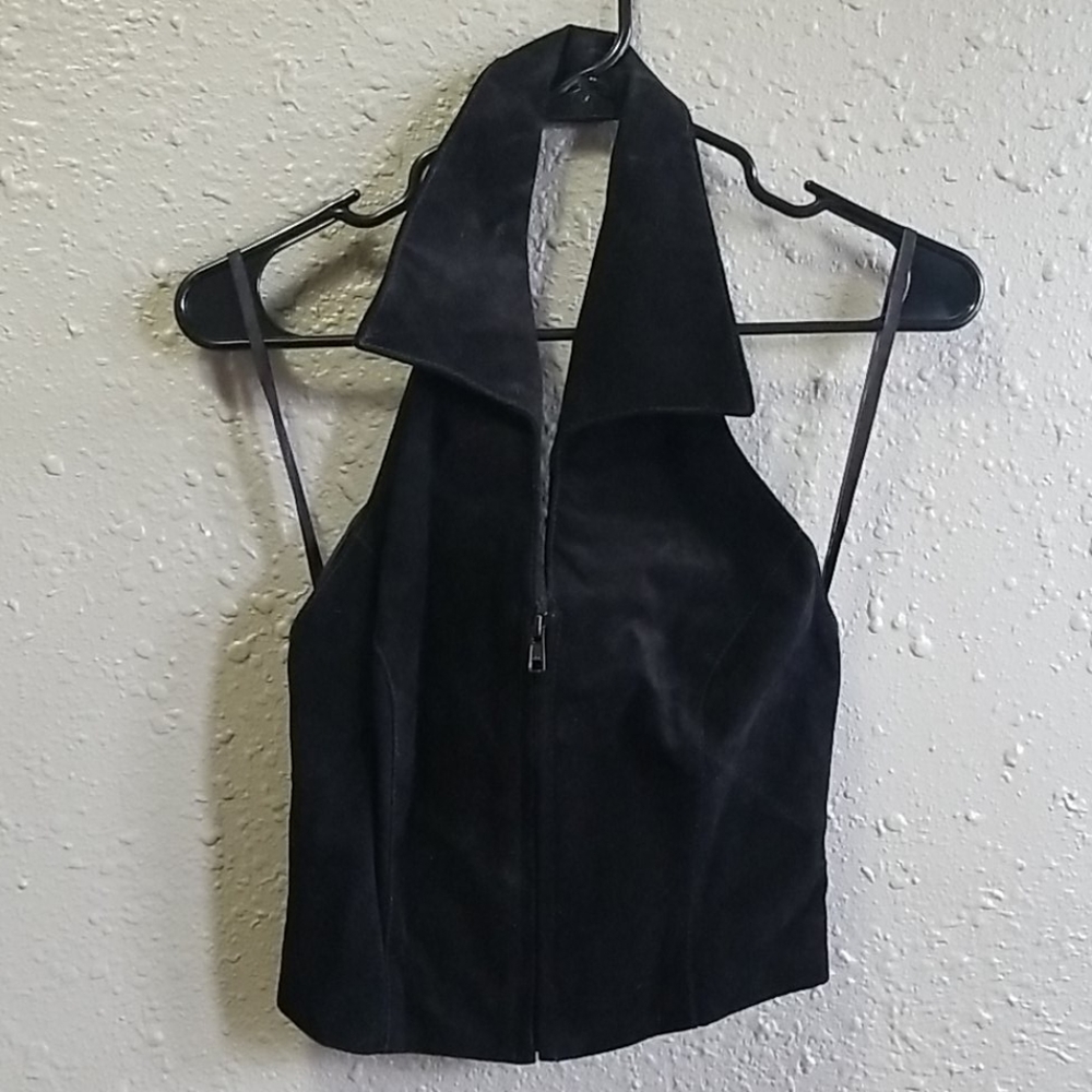 Wilsons Black Leather Crop Vest